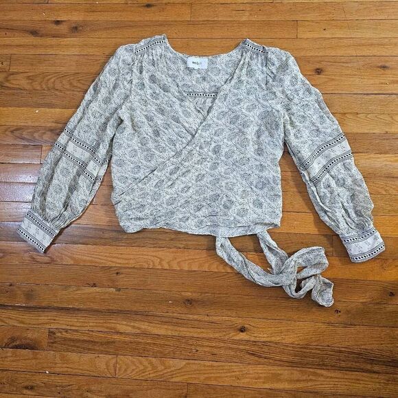 Ba&sh Women's Top Size L Wrap Long Sleeve Boho Blouse - Picture 3 of 14